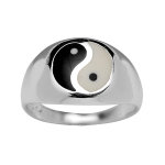 Chevali�re en argent avec plateau ovale yin & yang