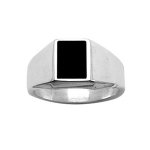 Chevalière en argent plateau rectangulaire 10mm x 8mm en onyx synthétique Chevalière en argent plateau rectangulaire 10mm x 8mm en onyx synthétique