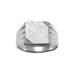 Chevalière en argent plateau rectangulaire 13mm x 10mm diamanté et strié sur 2 angles et rainures sur ... Chevalière en argent plateau rectangulaire 13mm x 10mm diamanté et strié sur 2 angles et rainures sur ...