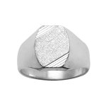 Chevalire en argent plateau tonneau 13mm x 10mm diamant stri sur 2 angles