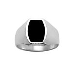 Chevalière en argent plateau tonneau 13mm x 10mm en onyx synthétique Chevalière en argent plateau tonneau 13mm x 10mm en onyx synthétique