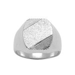Chevalire en argent plateau tonneau 16mm x 14mm diamant et stri sur 2 angles