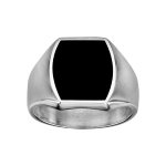 Chevalière en argent plateau tonneau 16mm x 14mm en onyx synthétique Chevalière en argent plateau tonneau 16mm x 14mm en onyx synthétique