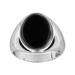 Chevalière en argent rhodié plateau ovale en onyx véritable Chevalière en argent rhodié plateau ovale en onyx véritable