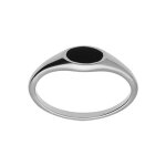 Chevalire femme en argent platin de pav forme ovale pave d'un onyx imitation