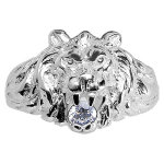 Chevalire lion en argent gros modle avec oxyde blanc entre les dents