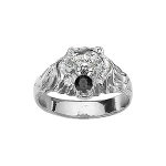 Chevalire lion en argent petit modle avec oxyde noir entre les dents