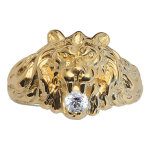 Chevalire lion en vermeil gros modle avec oxyde blanc entre les dents