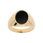 Chevaliere en plaqu or plateau ovale avec onyx