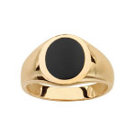 Chevalire en plaqu or plateau ovale en onyx synthtique 11 x 9mm