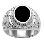 Chevalière universitaire américaine en argent marines avec plateau en onyx synthétique Chevalière universitaire américaine en argent marines avec plateau en onyx synthétique
