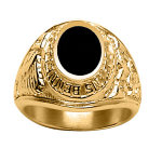 Chevali�re universitaire am�ricaine en vermeil  indienne  avec plateau en onyx synth�tique