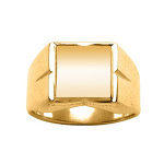 Chevalire en vermeil plateau carr 10mm x 10mm et godrons larges sur les cts