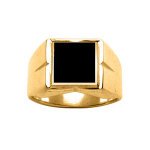 Chevalire en vermeil plateau carr 10mm x 10mm en onyx synthtique et godrons larges sur les cts