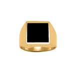 Chevalière en vermeil plateau carré 13mm x 13mm avec plateau en onyx synthétique Chevalière en vermeil plateau carré 13mm x 13mm avec plateau en onyx synthétique