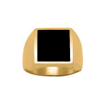 Chevalière en vermeil plateau carré 15mm x 15mm en onyx synthétique Chevalière en vermeil plateau carré 15mm x 15mm en onyx synthétique