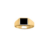 Chevalière en vermeil plateau carré en onyx synthétique Chevalière en vermeil plateau carré en onyx synthétique