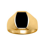 Chevalire en vermeil plateau tonneau 13mm x 10mm en onyx synthtique