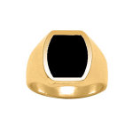 Chevalire en vermeil plateau tonneau 16mm x 14mm en onyx synthtique