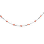 Coller sautoir en argent rhodié chaîne avec olives roses 60 + 10cm Coller sautoir en argent rhodié chaîne avec olives roses 60 + 10cm