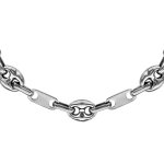 Collier en acier alternance de maillons grains de caf et petits lments - longueur 53cm
