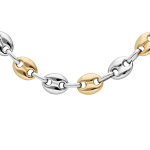 Collier en acier bicolore maille grain caf massive 8mm 54cm