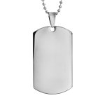 Collier en acier chane boules avec grande plaque g. i. pans arrondis de 25mm x 45mm - longueur 50cm ...