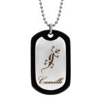 Collier en acier chane boules avec plaque g. i. pans arrondis de 32mm x 52mm avec contour en caoutchouc ...