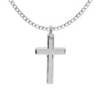 Collier en acier chaîne maille forcat avec pendentif croix 33 x 17mm - longueur 55 + 5cm Collier en acier chaîne maille forcat avec pendentif croix 33 x 17mm - longueur 55 + 5cm