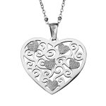 Collier en acier cha�ne avec pendentif coeur ajour� 42 + 4cm