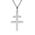 Collier en acier chaîne avec pendentif croix de lorraine satinée 50 + 5cm Collier en acier chaîne avec pendentif croix de lorraine satinée 50 + 5cm