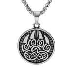 Collier en acier chaîne avec pendentif patiné rond viking 38mm motif pate d'ours 52 + 5cm Collier en acier chaîne avec pendentif patiné rond viking 38mm motif pate d'ours 52 + 5cm