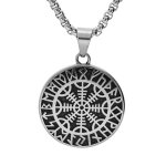 Collier en acier chane avec pendentif patin rond viking 38mm symbole rune celtique 52 + 5cm