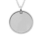 Collier en acier cha�ne avec pendentif rond vierge � graver 50 + 5cm