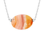 Collier en acier chane avec pierre naturelle jade jaune 42 + 3cm (equilibre & honnetet)