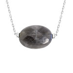 Collier en acier cha�ne avec pierre naturelle labradorite 42 + 3cm (amiti� & protection)