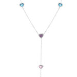 Collier en acier cravate coeurs avec oxydes multi couleurs - 40 + 5cm