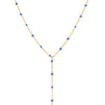 Collier en acier dor cravate (10. 5cm) rsine bleue 40 + 5cm
