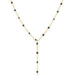 Collier en acier dor cravate (10. 5cm) rsine noire - 40 + 5cm