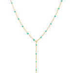 Collier en acier dor cravate (10. 5cm) rsine turquoise - 40 + 5cm