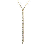 Collier en acier dor cravate (14. 8cm) 2 rangs d'oxydes blancs - 40 + 5cm