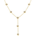 Collier en acier dor cravate (14cm) oxydes blancs - 56 + 5. 5cm