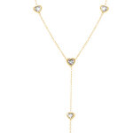 Collier en acier dor cravate coeurs avec oxydes blancs - 40 + 5cm