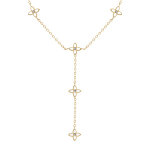 Collier en acier dor fleurs cravate rsine blanche - 40 + 5cm