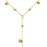 Collier en acier dor forme cravate avec boules - 38 + 5cm