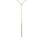 Collier en acier dor forme cravate avec pendentif vertical - 38 + 5cm