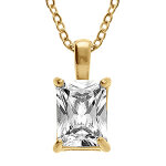 Collier en acier dor� forme rectangulaire avc oxyde blanc serti 0. 58cm x 0. 93cm - 38 + 5cm