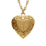 Collier en acier dor� avec pendentif cassolette coeur et arbre de vie - 45 + 10cm