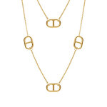Collier en acier dor� sautoir maille marine - 90 + 5cm