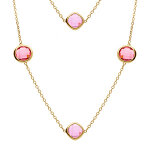 Collier en acier dor� sautoir d'oxydes carr�s d�grad� de rose
